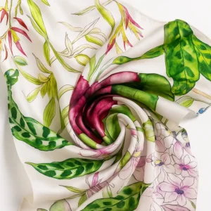Printed Flower Silk Scarf
