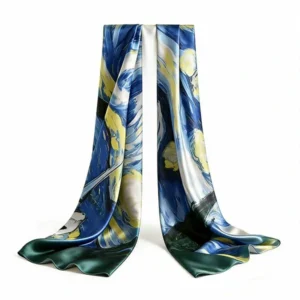 Artist Long Printed Silk Scarf