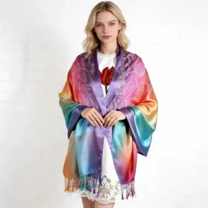 Colorful Rainbow Paisley Silk Scarves