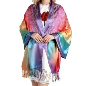 Colorful Rainbow Paisley Silk Scarves