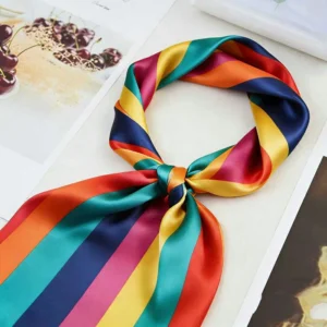 Colorful Stripe Square Silk Scarf