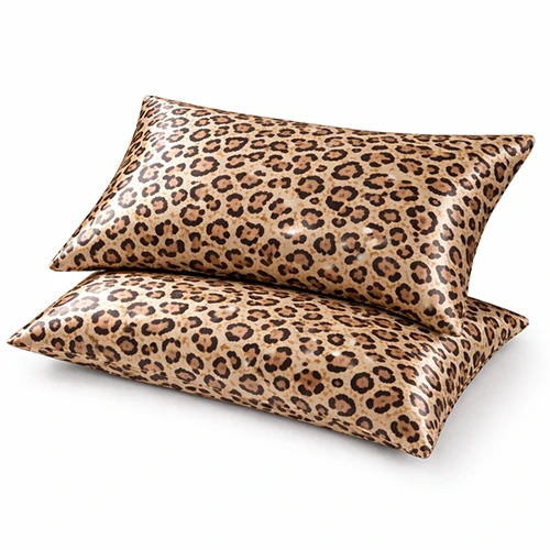 Leopard print silk pillowcase