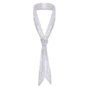 Pleated Glitter Silk Chiffon Scarf