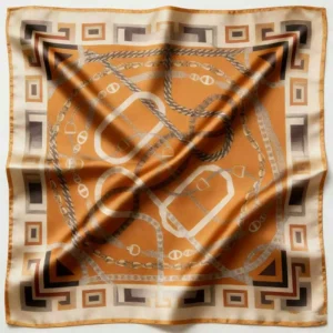 Silk Twill Geometric Vintage Scarf