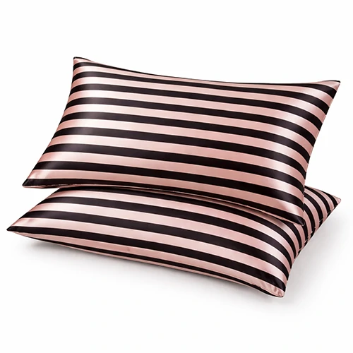 Striped printed silk pillowcase
