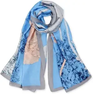 Vintage Floral Printed Silky Long Scarf