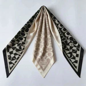 Wool Double Layer Geometric Knit Scarf