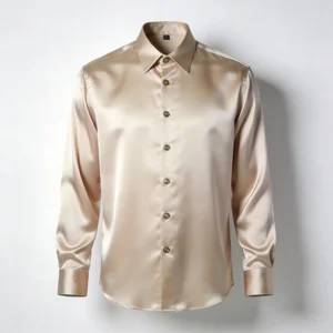 Classic Solid Color Long Sleeve Silk Shirt