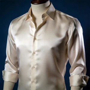 Classic Solid Color Silk Shirt Mens