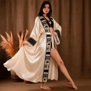 Designer Kimono with Chinese Lucky Dragon Print