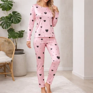 Love Heart Print Cool Ice Silk Nightwear