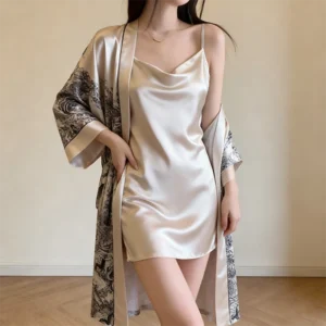Luxury Print Nightdress Robe Set