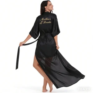 Monogrammed Silk Robe with Gold Foil