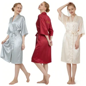 Monogrammed Wedding Dress Silk Robe