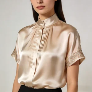Office Short Sleeve Silk Shirt Womens