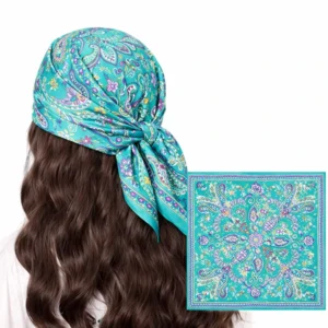 Paisley Print Satin Silk Head Scarf