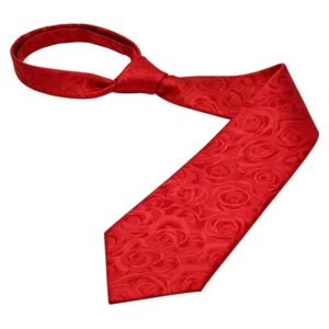 Pure Silk Woven Jacquard Red Floral Necktie