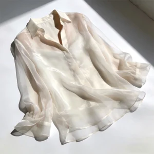 Relaxed Fit Silk Chiffon Shirt Womens