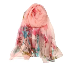 Rose Flora Print Chiffon Silk Hijab