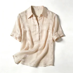 Short Sleeve Silk Chiffon Shirt Womens
