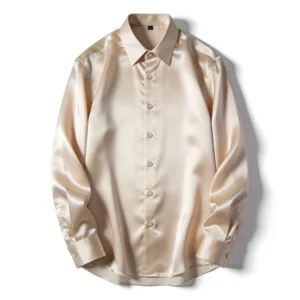 Silk Blend Button Down Shirt Men