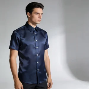 Silk Blend Short Sleeve Shirt Mens