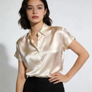 Silk Blend Short Sleeve Shirt Womens