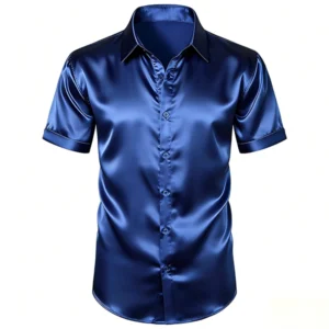 Silk Cotton Shirt Mens Shiny Silk
