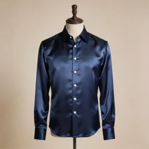 Silk Satin Long Sleeve Shirt Mens