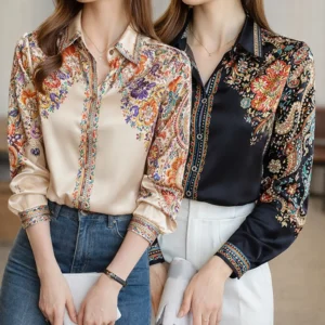 Silk Satin Shirt Vintage Style