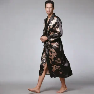Silk Smoking Suitable Long-Sleeved Robe
