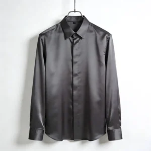 Silk Twill Solid Color Shirt Mens