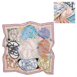 Silk Twill Square Printing Head Scarf 01