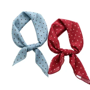 Small Polka Dot Pleated Cotton Head Scarf 01