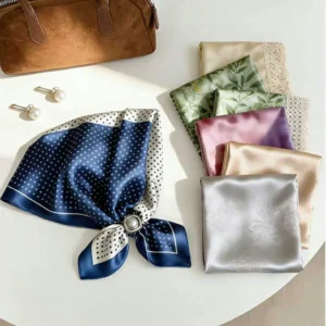 Small Polka Dot Pleated Cotton Headscarf