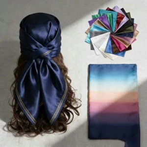 Solid Color Plain Head Square Satin Silk Scarf