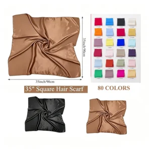 Solid Color Plain Head Square Satin Silk Scarf
