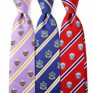 Sorority Logo Striped Design Silk Woven Necktie