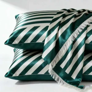 Striped Patterned Satin Silk Pillow Case