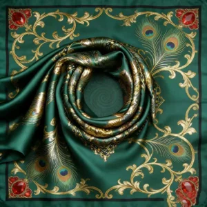 Symmetrical Paisley Satin Silk Headscarf