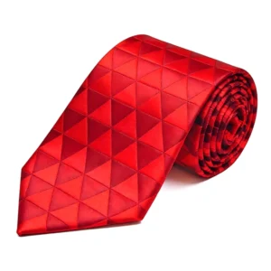 Trendy Red Geometric Pattern Polyester Ties