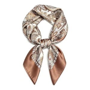 Vintage Paisley Print Satin Silk Head Scarf