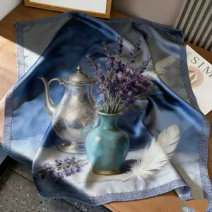 Vintage Printed Silk Satin Head Scarf