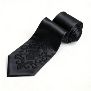 Vintage Silk Embroidered Black Color Tie