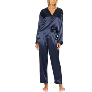 Washable Casual Long Sleeve Satin Silk PJ Set