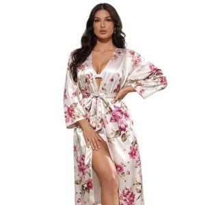 Woman's Kimono Robe with Embroidered