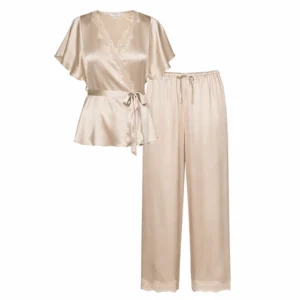 Women's Solid Color Satin Silk Pajamas