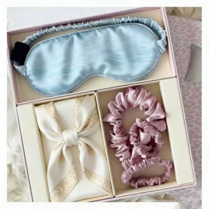 Zipper Geometric Pattern Silk Pillow Case Gift Set