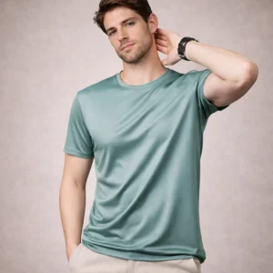 mens silk t shirt Round Neck