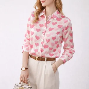 printed silk shirt womens 18mm